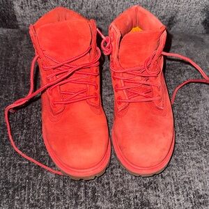 Timberland Waterproof Red Lace-Up Boots with Primaloft